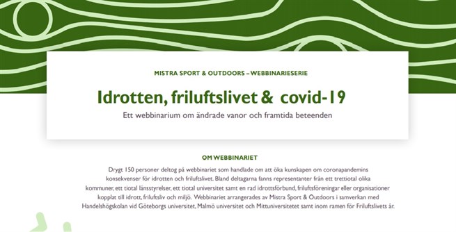 Dokumentationsbild, Idrotten friluftslivet och covid-19